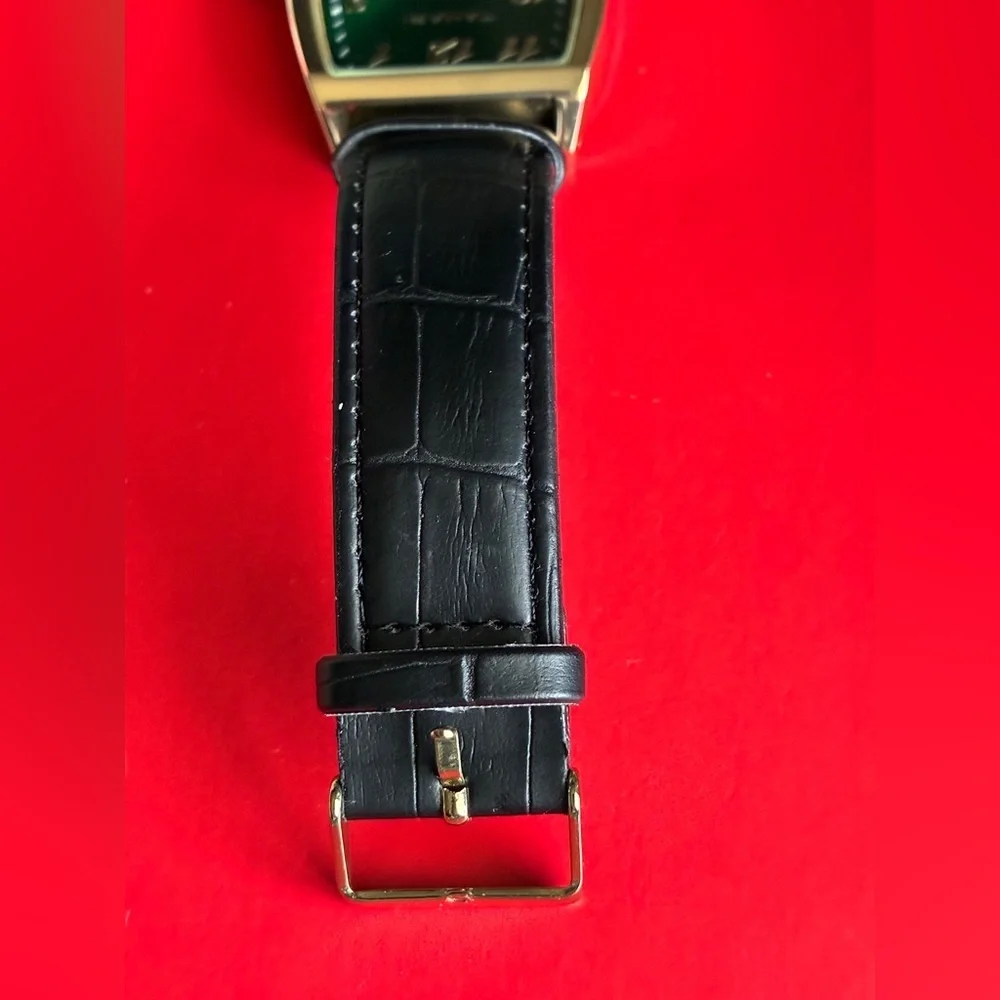 Tahari Gold and Black Men's Watch with Green Dial